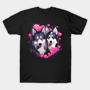 Alaskan Husky Couple Valentine T-Shirt